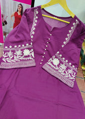 Women Cotton Wine Pakistani Kurta Palazzo set