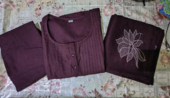 Festive Special Cotton Dark Purple Dupatta Set