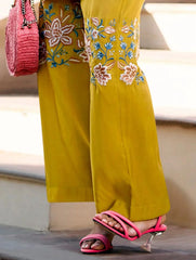 Women Yellow Embroidery Co-Ord set