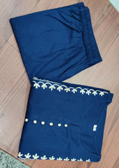 Women Cotton Blue Pakistani Kurta Palazzo set