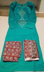 Pure Handloom South Cotton Hand Printed Chitrkari Dupatta And Pant