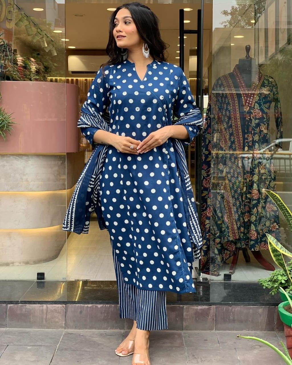 Comfy Cotton Angrakha Style With Dupatta Set