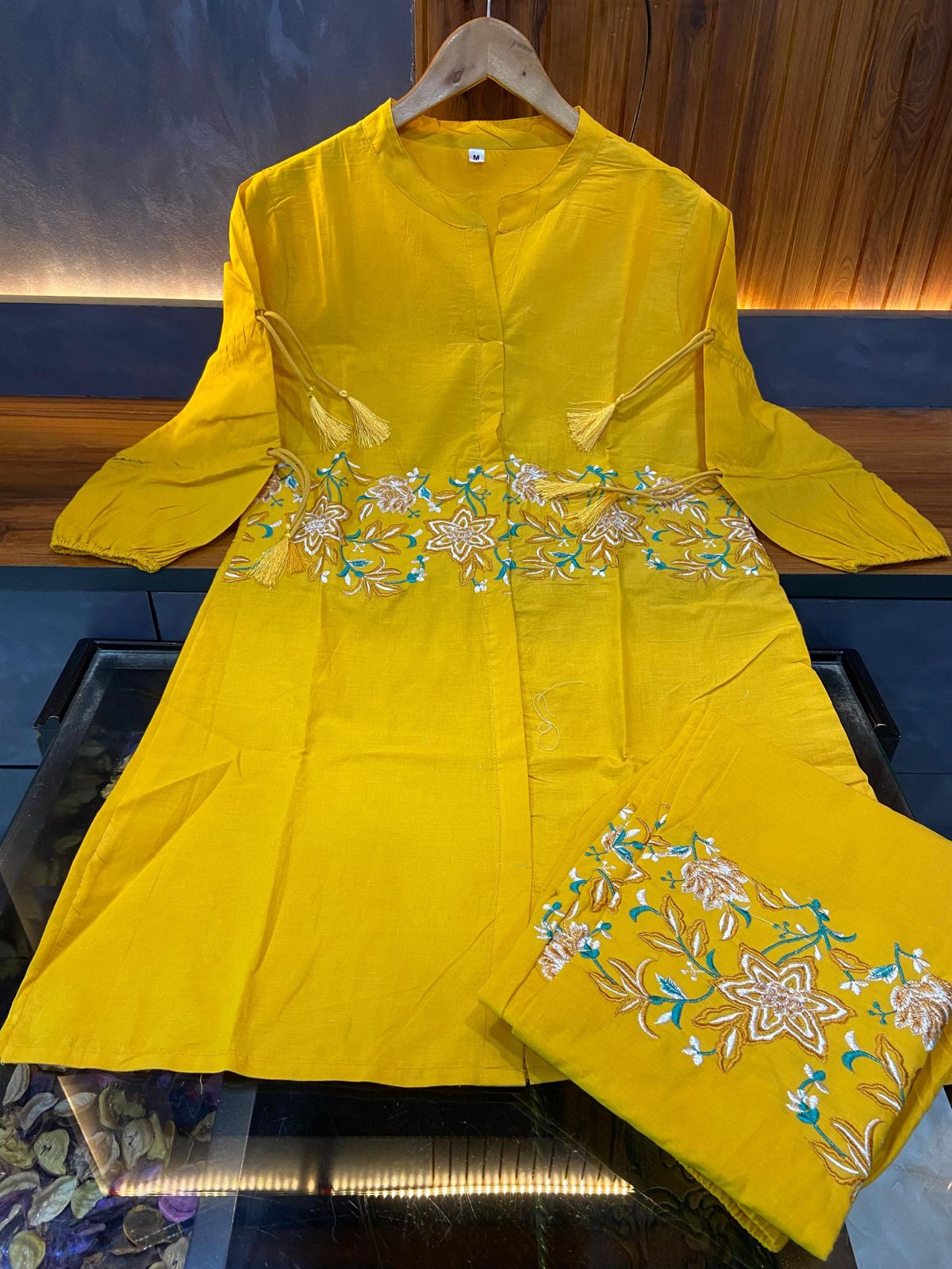 Women Yellow Embroidery Co-Ord set