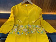 Women Yellow Embroidery Co-Ord set