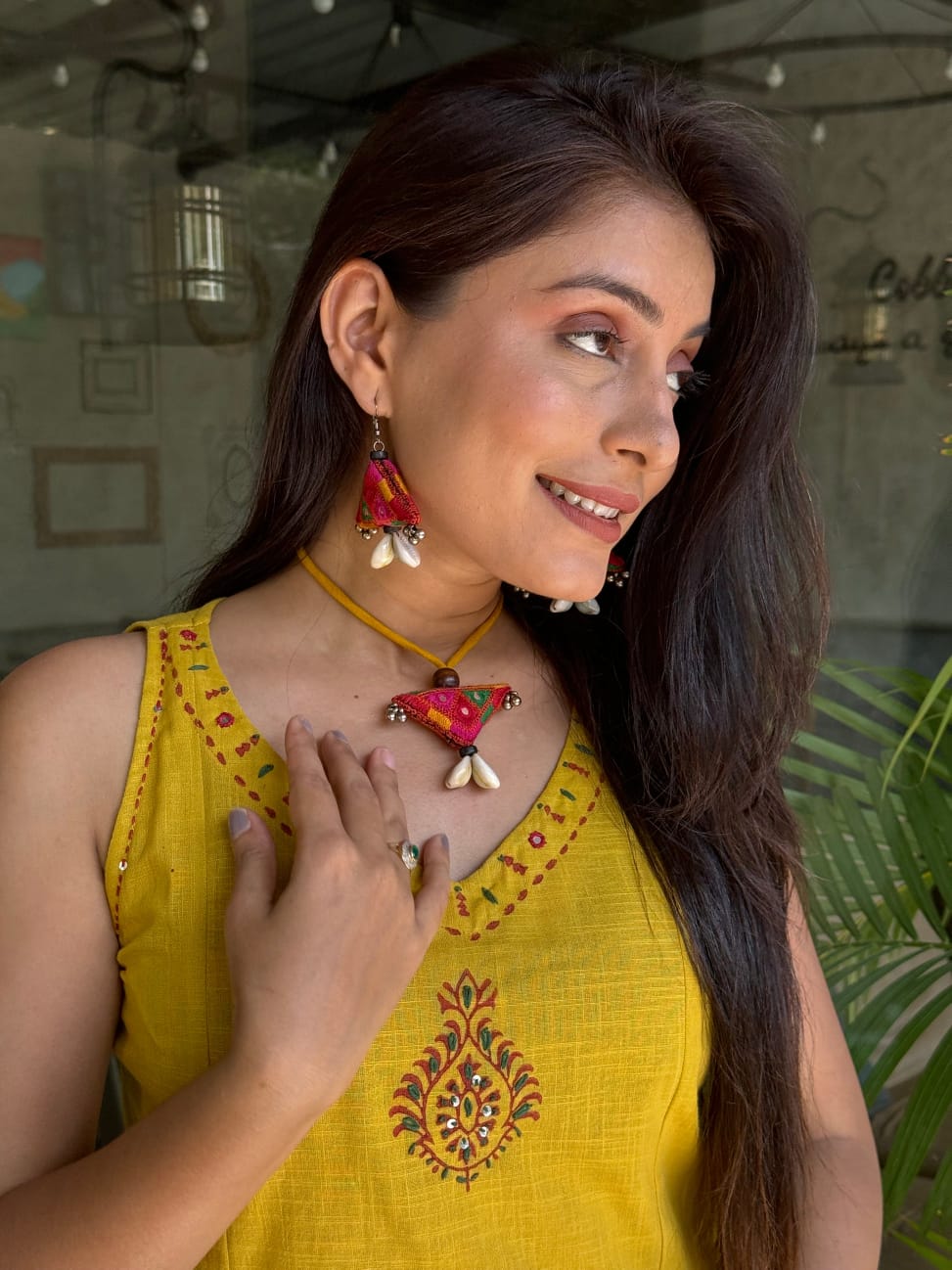 Yellow Cotton Embroidery Co-Ord Set