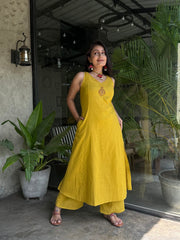 Yellow Cotton Embroidery Co-Ord Set