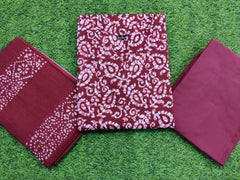 Women Cotton Red Kurta Pant with Dupatta Set